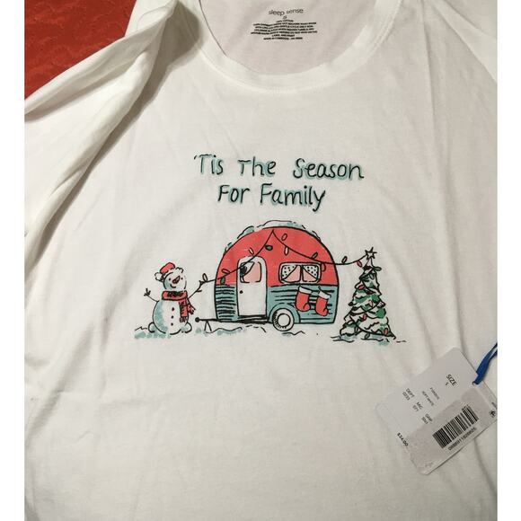 NWT Sleep Sense Small 100% Cotton "Tis The Season For Family" Camper Christmas - Picture 4 of 5
